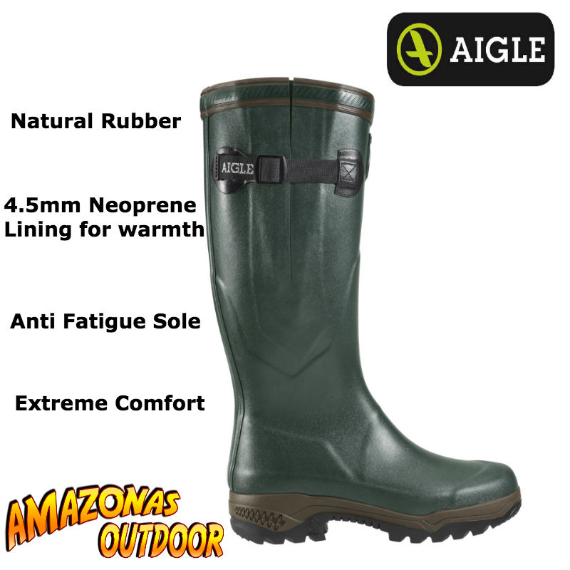 Aigle Parcours 2 ISO Mens Womens Adjustable Neoprene Wellies Boots Black 
